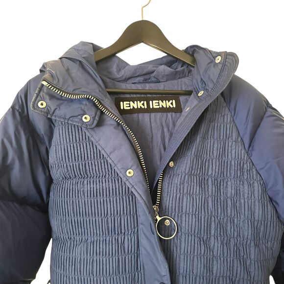IENKI IENKI Belted Down Puffer Jacket Blue Medium - Picture 6 of 7
